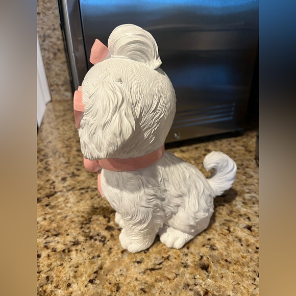 Cute White Valentine’s Dog Figurine with Pink Accents